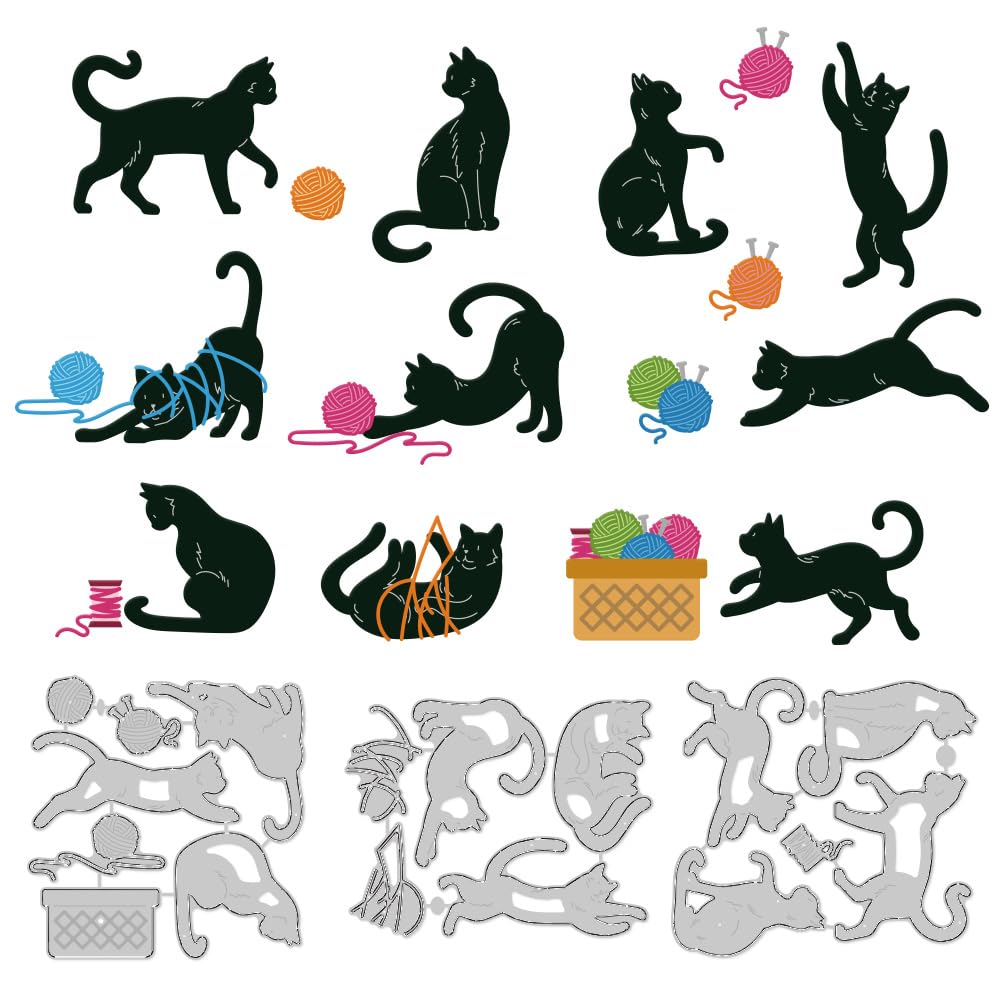 Matrices de découpe chats en acier au carbone pour scrapbooking et carterie créative