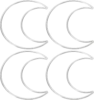 4 Inch Moon Dream Catcher Rings, 4 Pcs Metal Christmas Macrame Wreath Floral Ring Hoop for Home Car DIY Craft Wedding Wall Hanging Decoration, Light Silver
