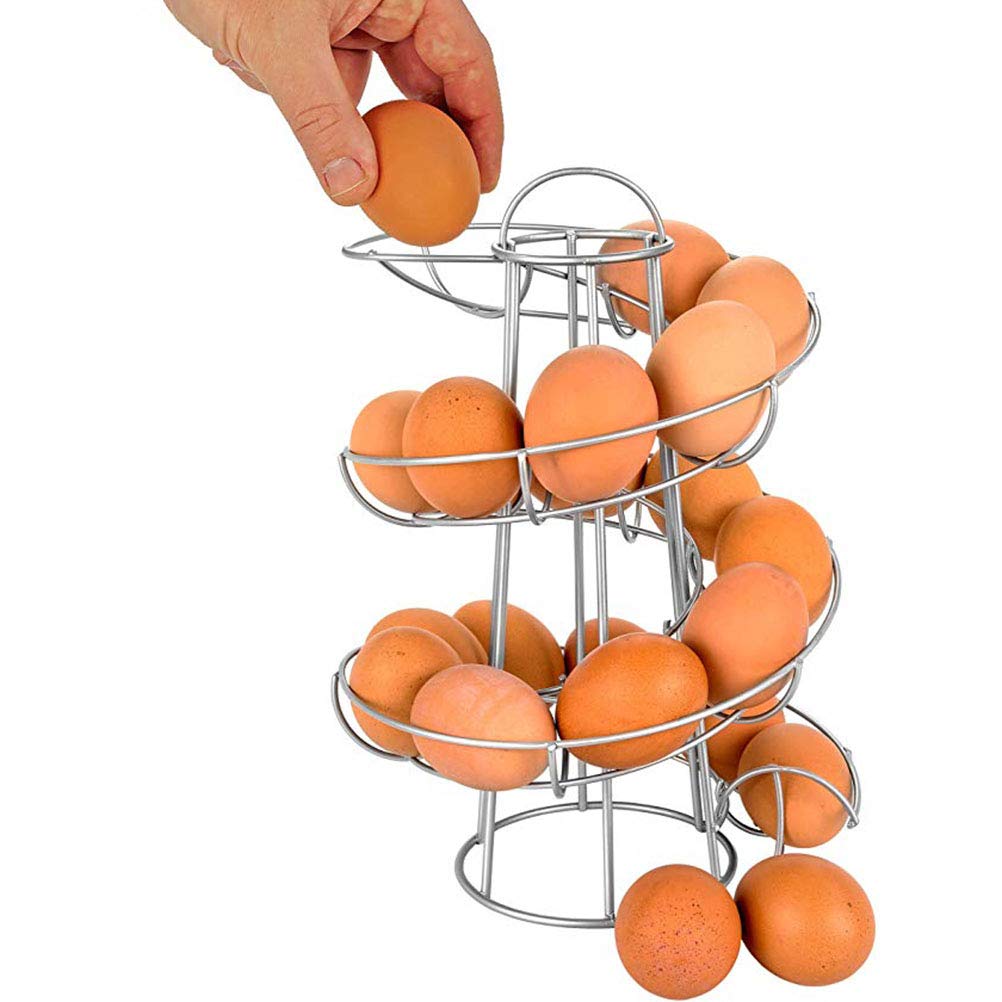 Egg Dispenser Rack Spiral Design Metal Egg Skelter Vrijstaande Draad Kip Ei Opslag Organizer Display Houder