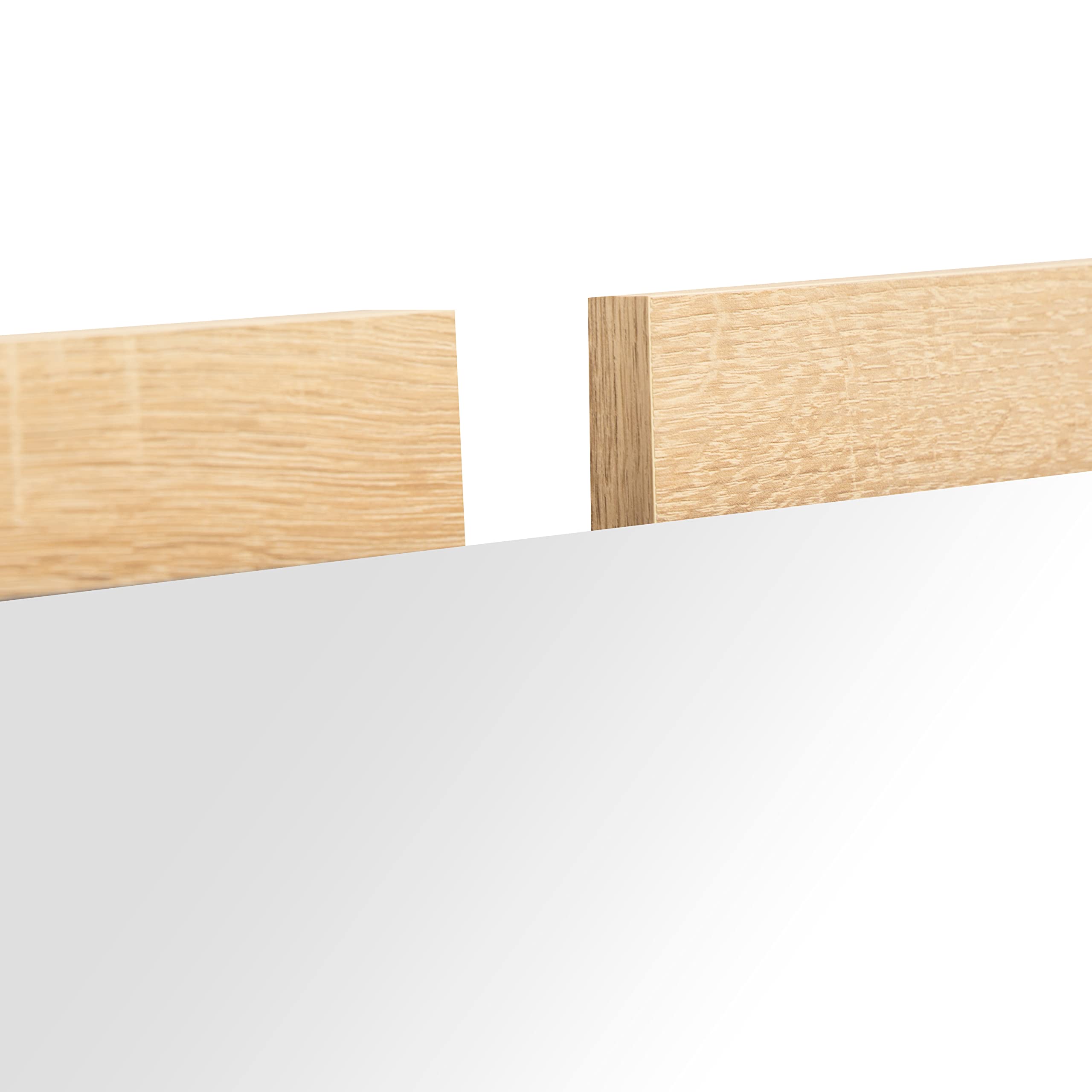 duehome | Recibidor Dos cajones y Espejo, Mueble de Entrada Acabado en Cambria y Blanco, Modelo Nuka, Medidas: 115 cm (Largo) x 26 cm (Fondo) x 85 cm (Alto)