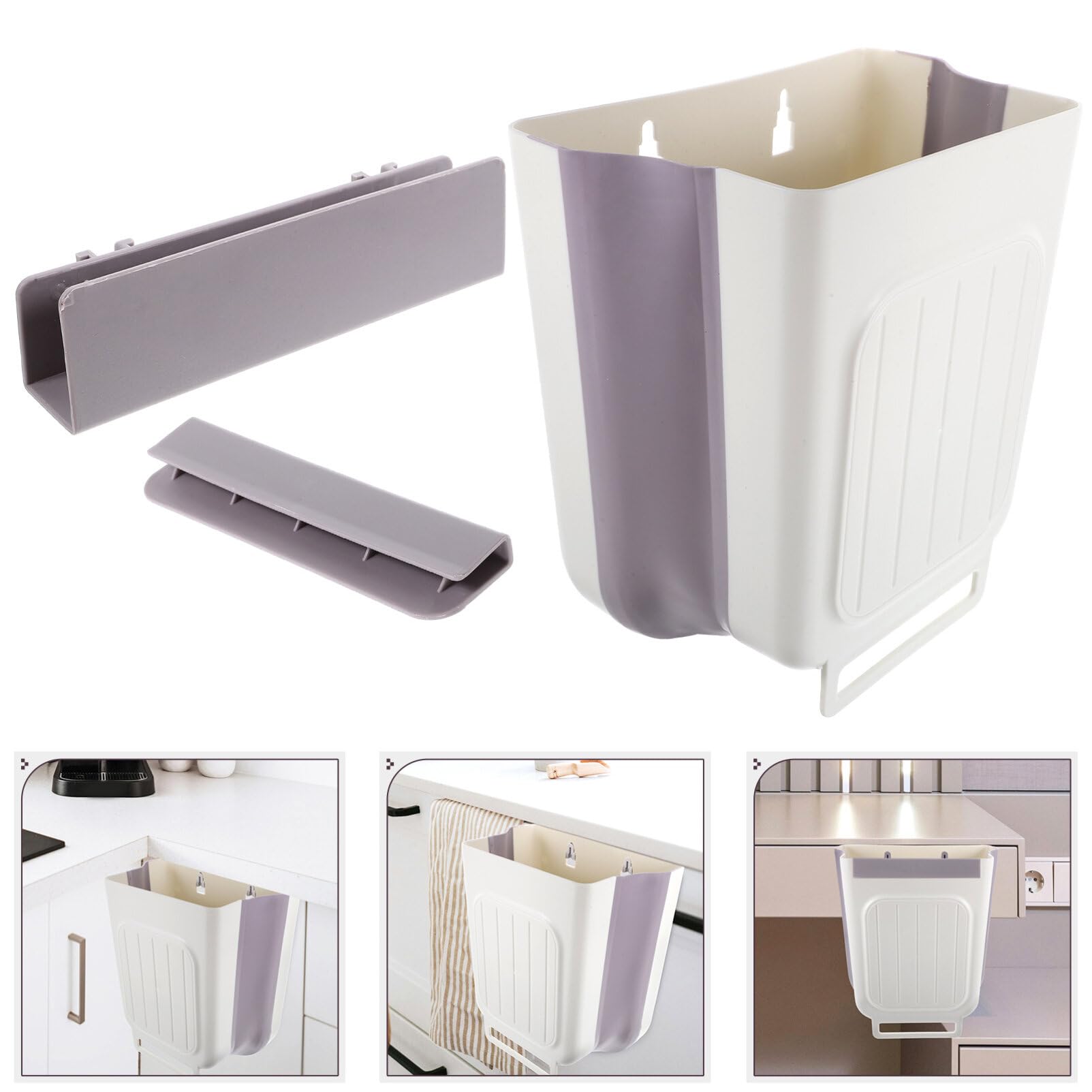 HOLIDYOYO Small Kitchen Waste Bin Hanging Trash Can Plastic Dustbin Lid for Kitchen