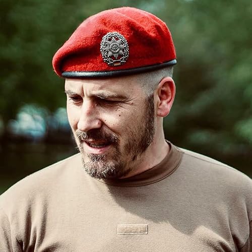 Gajaous British Military Berets For Men And Women,Wool And Leather Beret Hats,Multiple Colours Army Beret (Black,Red,Green,Navy Blue,Dark Green,Wine Red) #TOP6