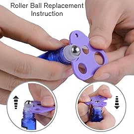 PrettyCare Set of 24, 10 ml Essential Oil Roller Bottles with Stainless Steel Roller Ball - Refillable Leak-proof Empty Thick Rainbow Glass Roll on Bottles with Metal Caps for Travel, Perfume