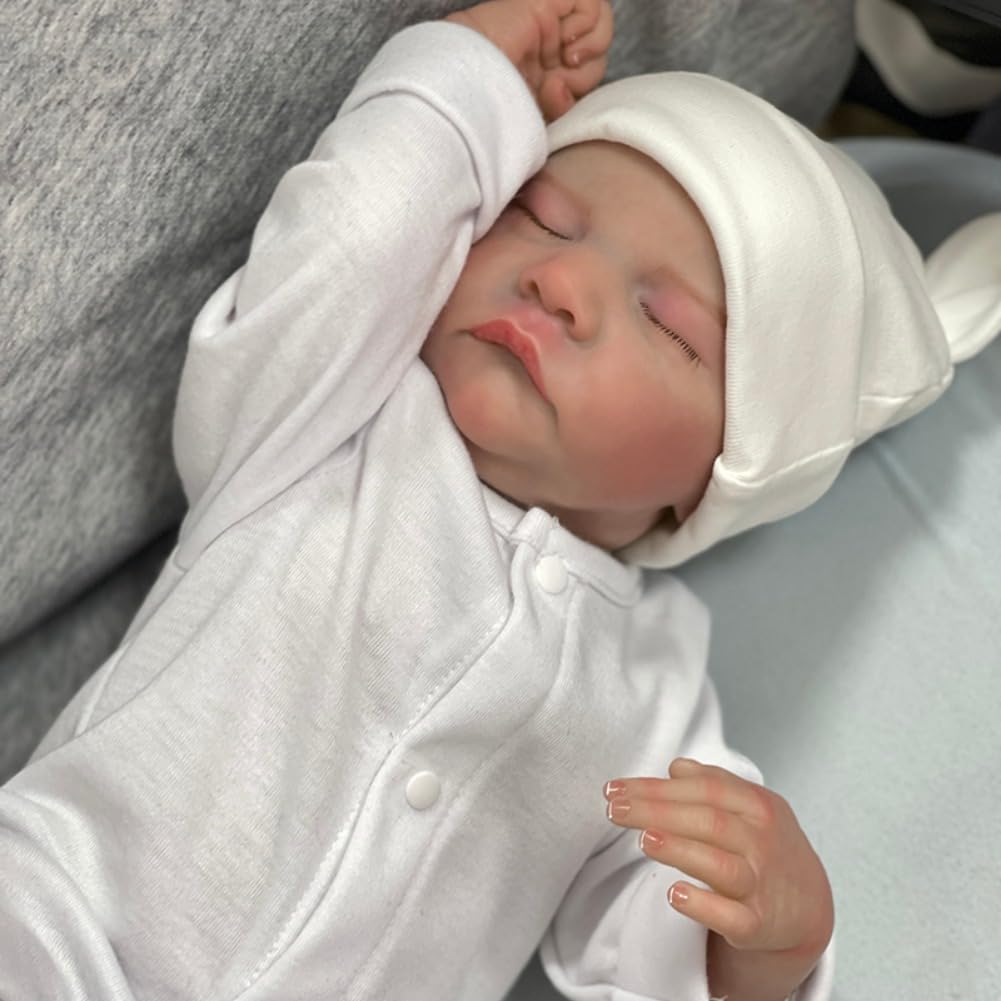 Lonian 19 Pouces Reborn Baby Doll Fait à la Main Nouveau-né poupée Ressemble à Un Vrai bébé Corps en Vinyle Souple Reborn bébés avec tétine et biberon (Corps en Silicone)