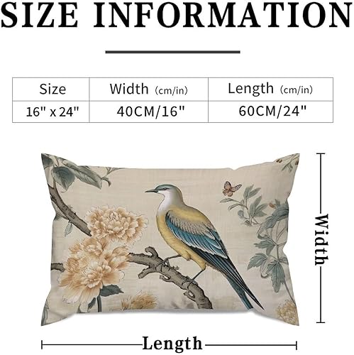 Miniatura 2 de ArogGeld Almohadas de estilo chinoiserie amarillo y gris, diseño de flores amarillas, peonía, pavo real, decorativo, estilo chinoiserie, almohada