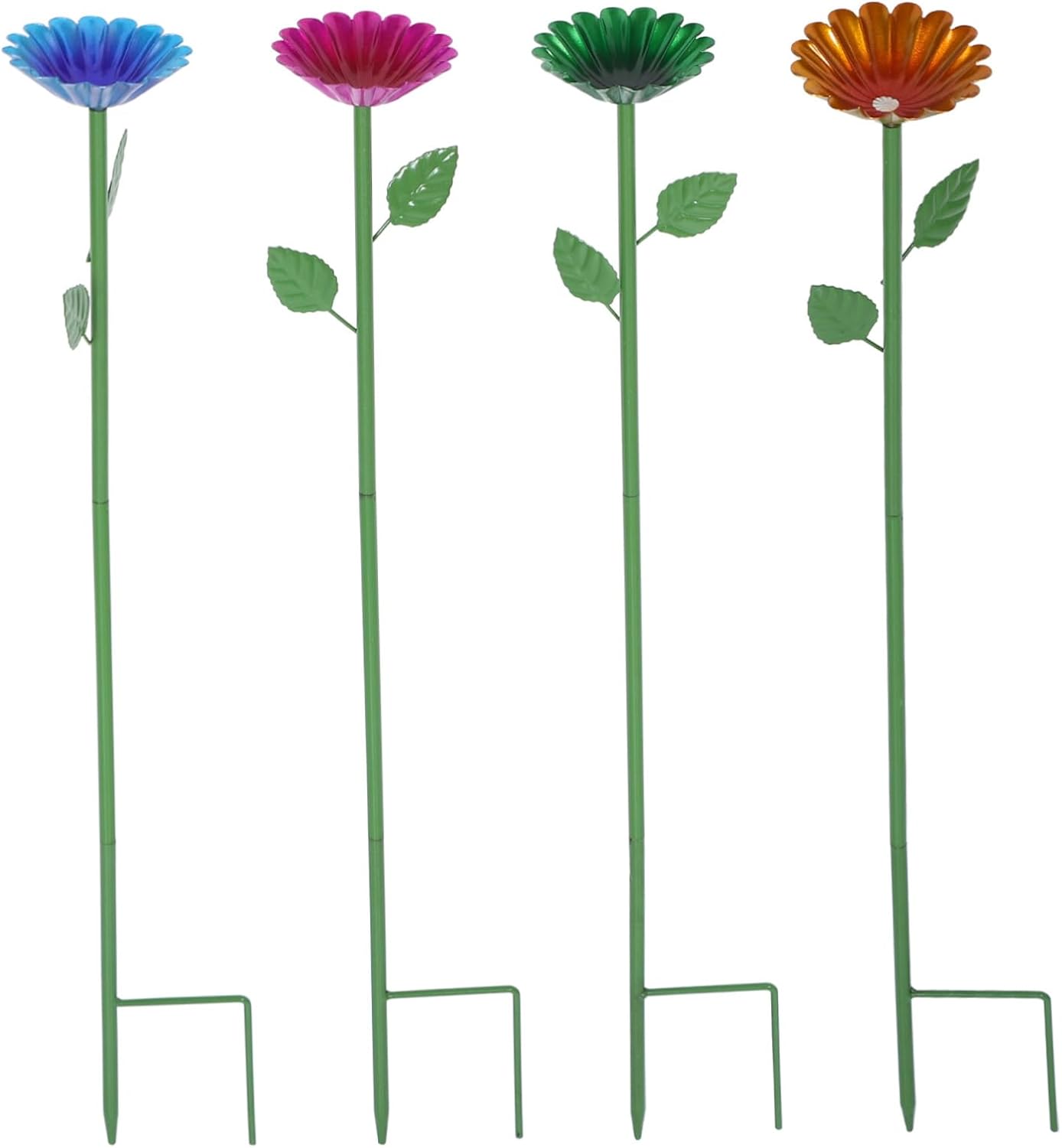 4pcs Outdoor Bee Waterer Flower Shape Metal Feeding Station for Hummingbirds and Butterflies Durable Design with Stake for Garden Decor and Wildlife Support