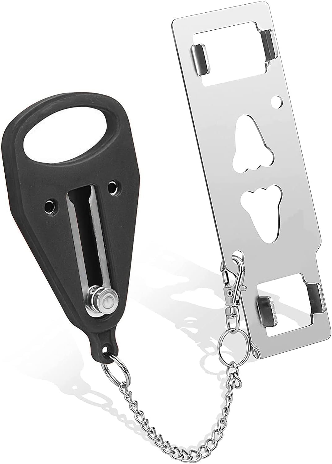 Miqzwers Portable Door Lock, Travel Lock, Heavy Duty Extra Lock for Additional Privacy and Safety in Home, Hotel and Apartment, Prevent Unauthorized Entry,(Dual Hole Black 1 Pcs)