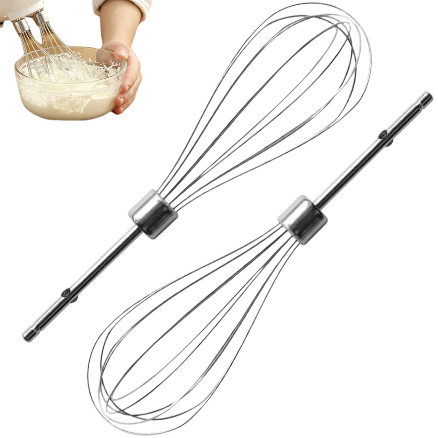 Peosaard As Shown Beater Mixer, 2 Pcs Beaters For Mixer Stainless Steel Kitchen Whisk Attachment For Hand 7.9 In Long Beater For Flour, Eggs, Frother, Cream, Beaters For