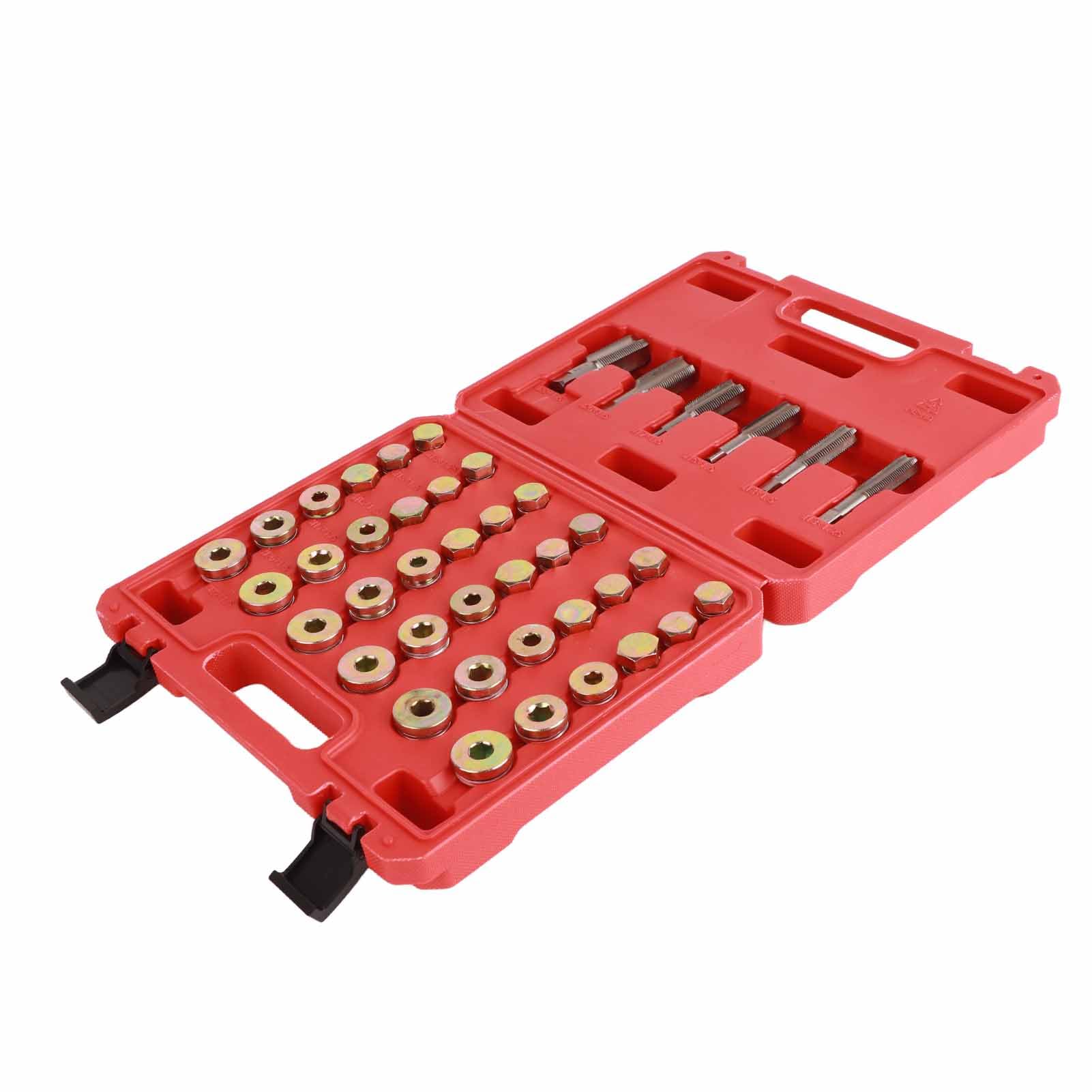 114 Piezas Kit de reparación de Roscas de cárter de Aceite Juego de Herramientas de tapón de Drenaje de Caja de Cambios de sumidero M13 M15 M17 M20 M22