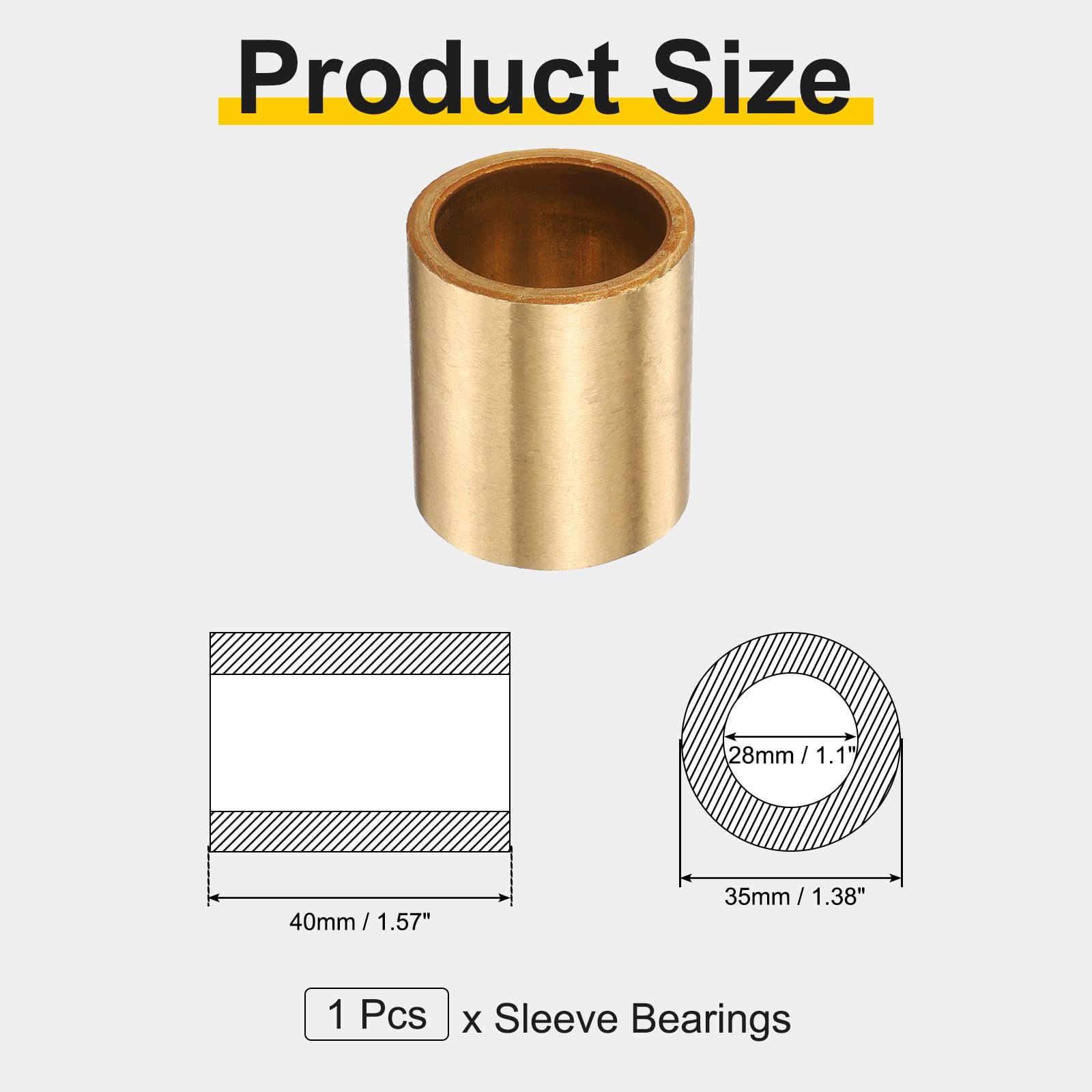 QUARKZMAN Cuscinetto A Manicotto, 28 X 35 X 40 mm(Alesaggio*OD*Lunghezza), Boccole Autolubrificanti In Bronzo Sinterizzato per Attrezzature Industriali