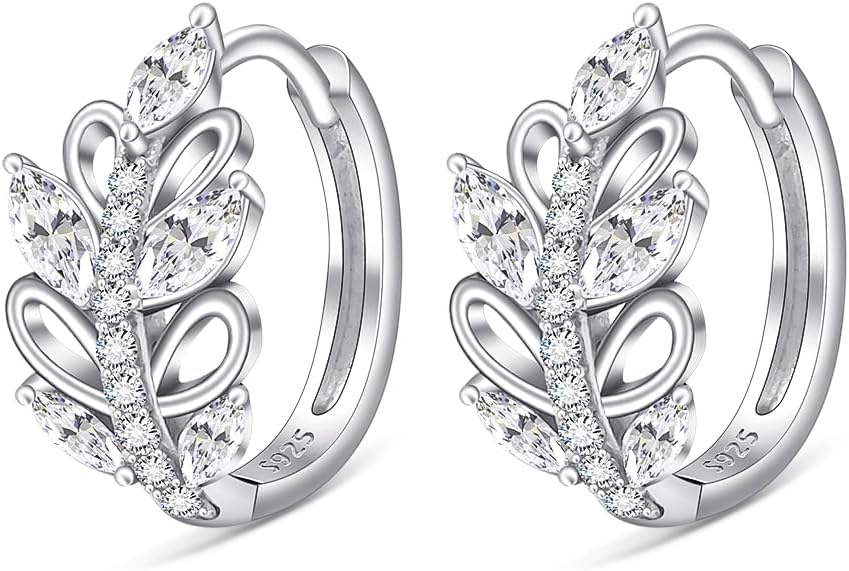 Leaf Earrings for Women Sterling Silver Leaf Earrings Huggie Hoop Jewelry Summer Fall Gifts