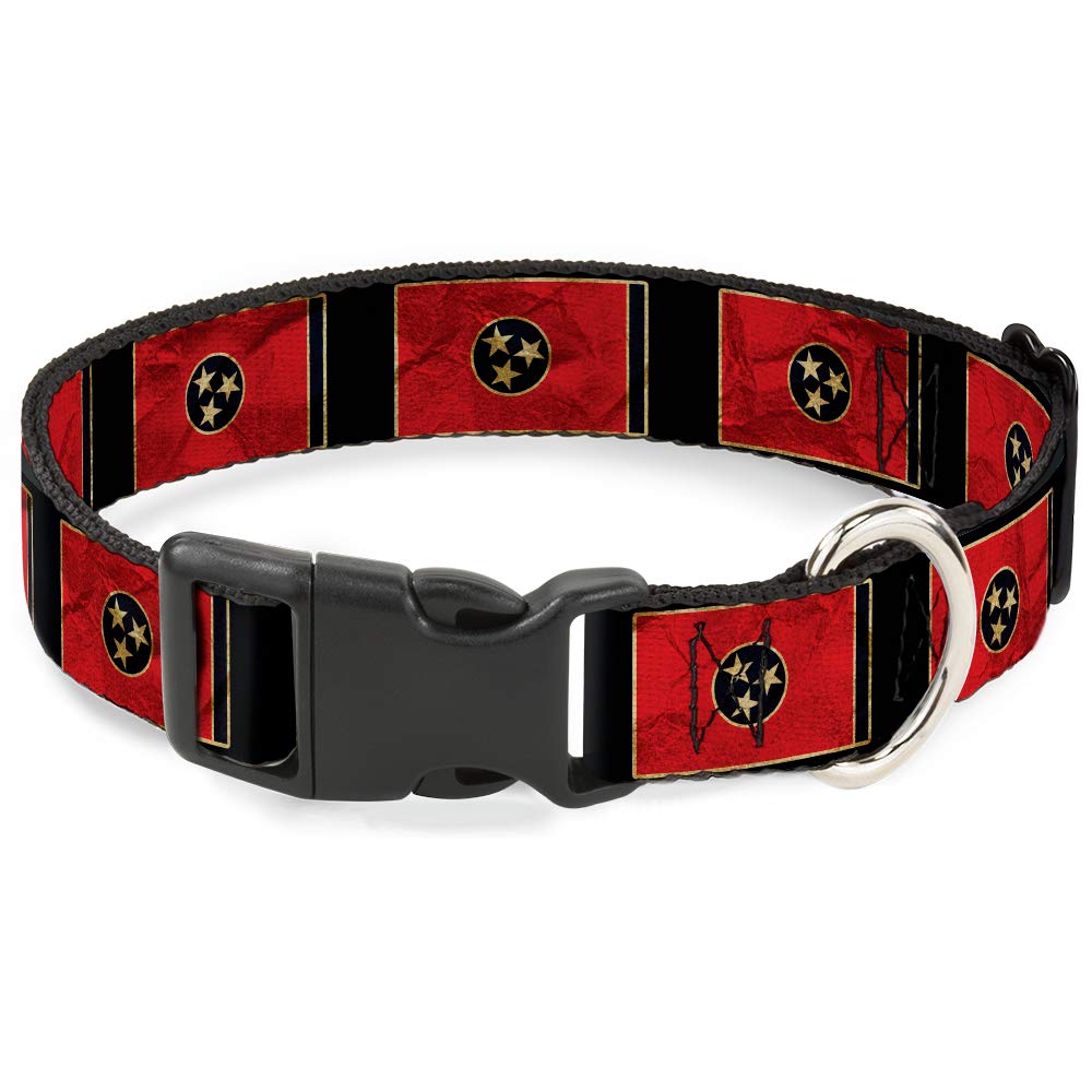 Collier Tennessee drapeau noir vieilli réglable pour petit chien actif