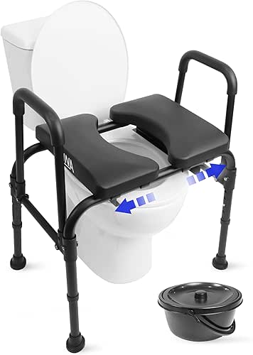 KMINA Raised Toilet Seat with Handles, 400 lbs Toilet Seat