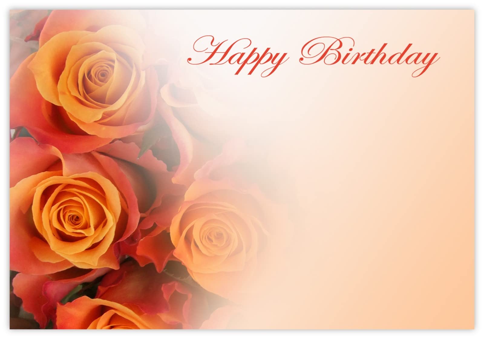 celloexpress Happy Birthday (Orange Rose) Flower Message Cards - 60mm x 90mm - Birthday Florist Card Gift Notes (Pack of 100)
