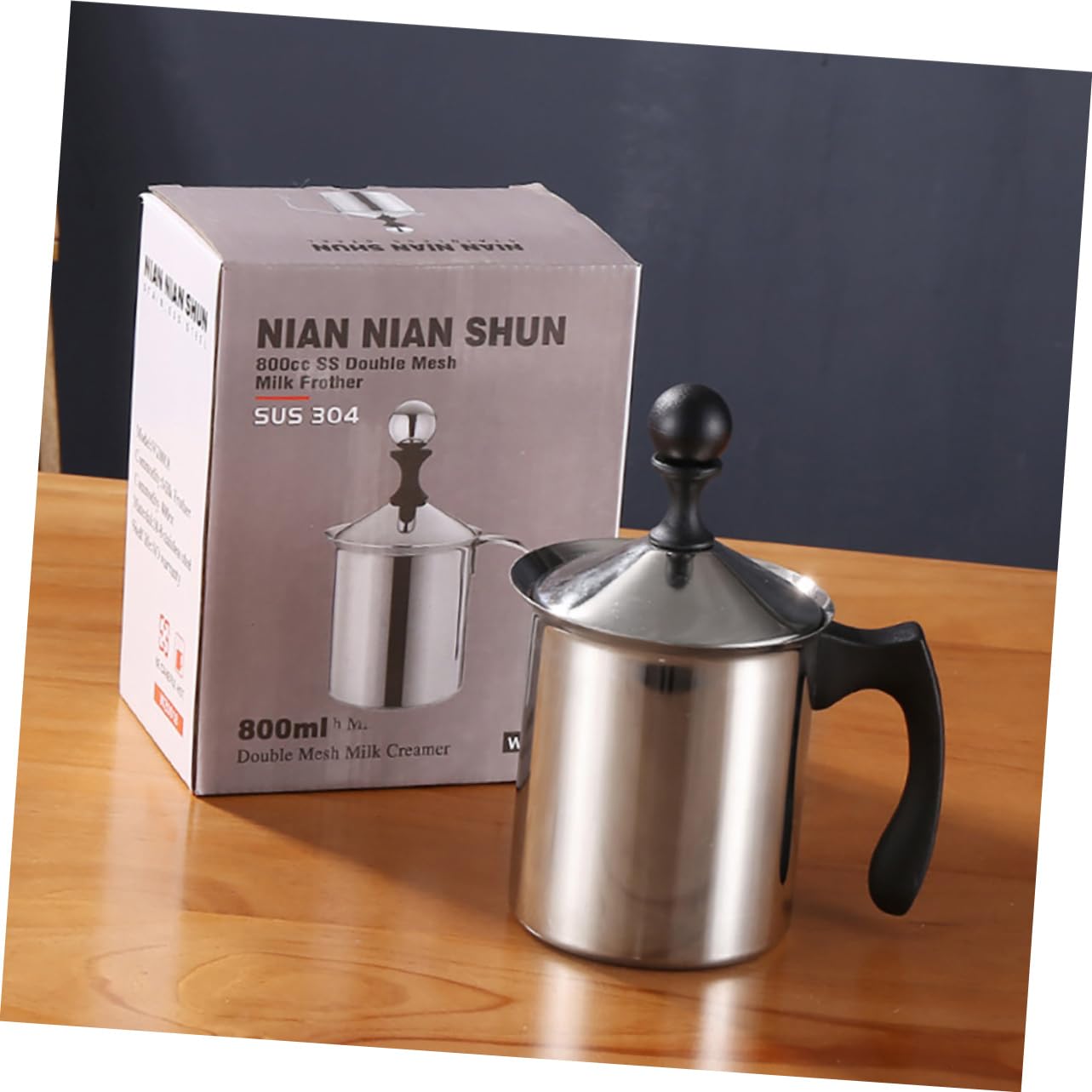 SOLUSTRE Milk Frother with Ergonomic Handle Manual Coffee Frothing Tool for Latte Art Capacity for Home Cafe Restaurant Use Easy to Clean