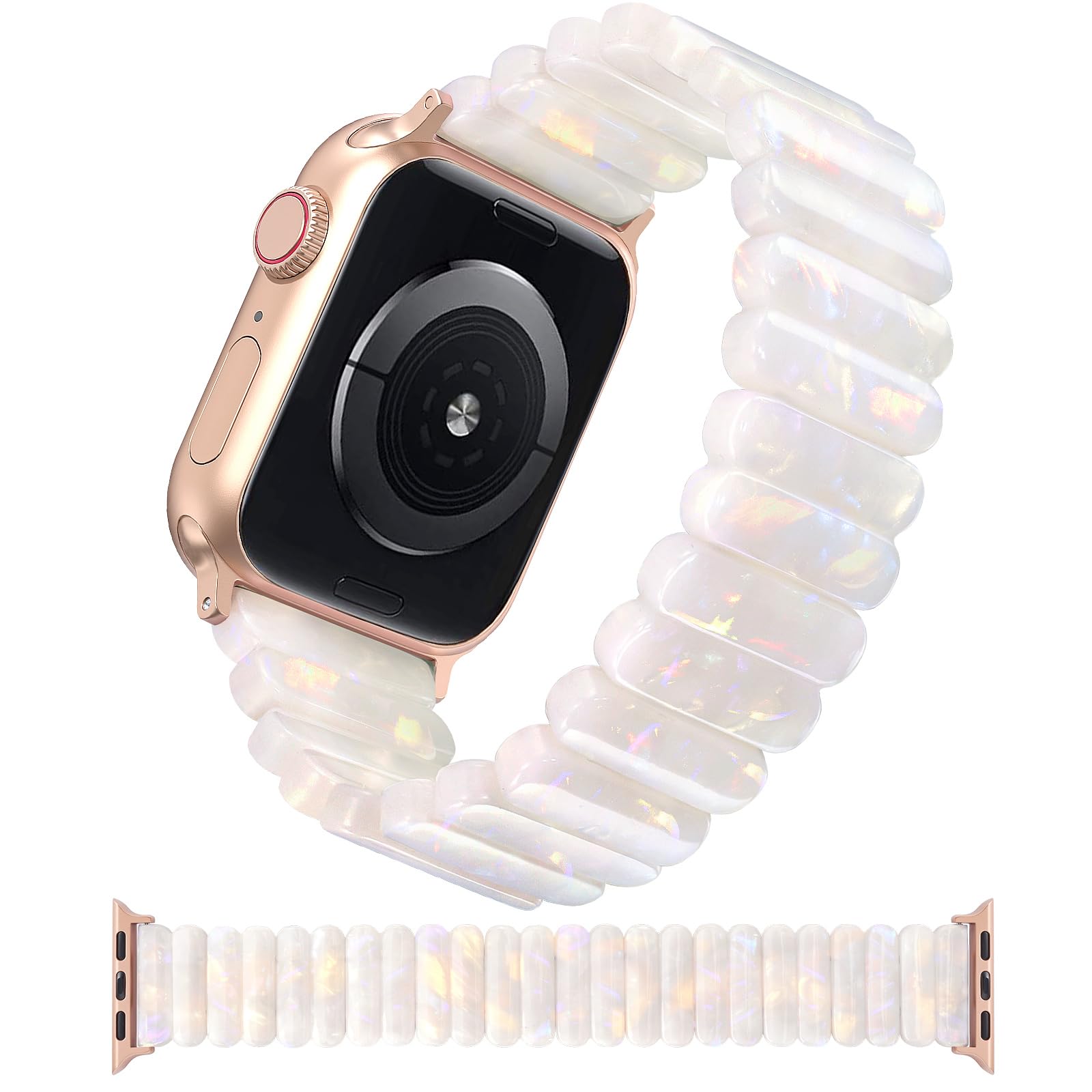 V-MORO Resin Stretchy Band Compatible with Apple Watch 38/40/41mm, 42/44/45/46/49mm Fashion Cute Strap for iWatch 10/9/8/7/6/5/4/3/2/1/SE Lightweight