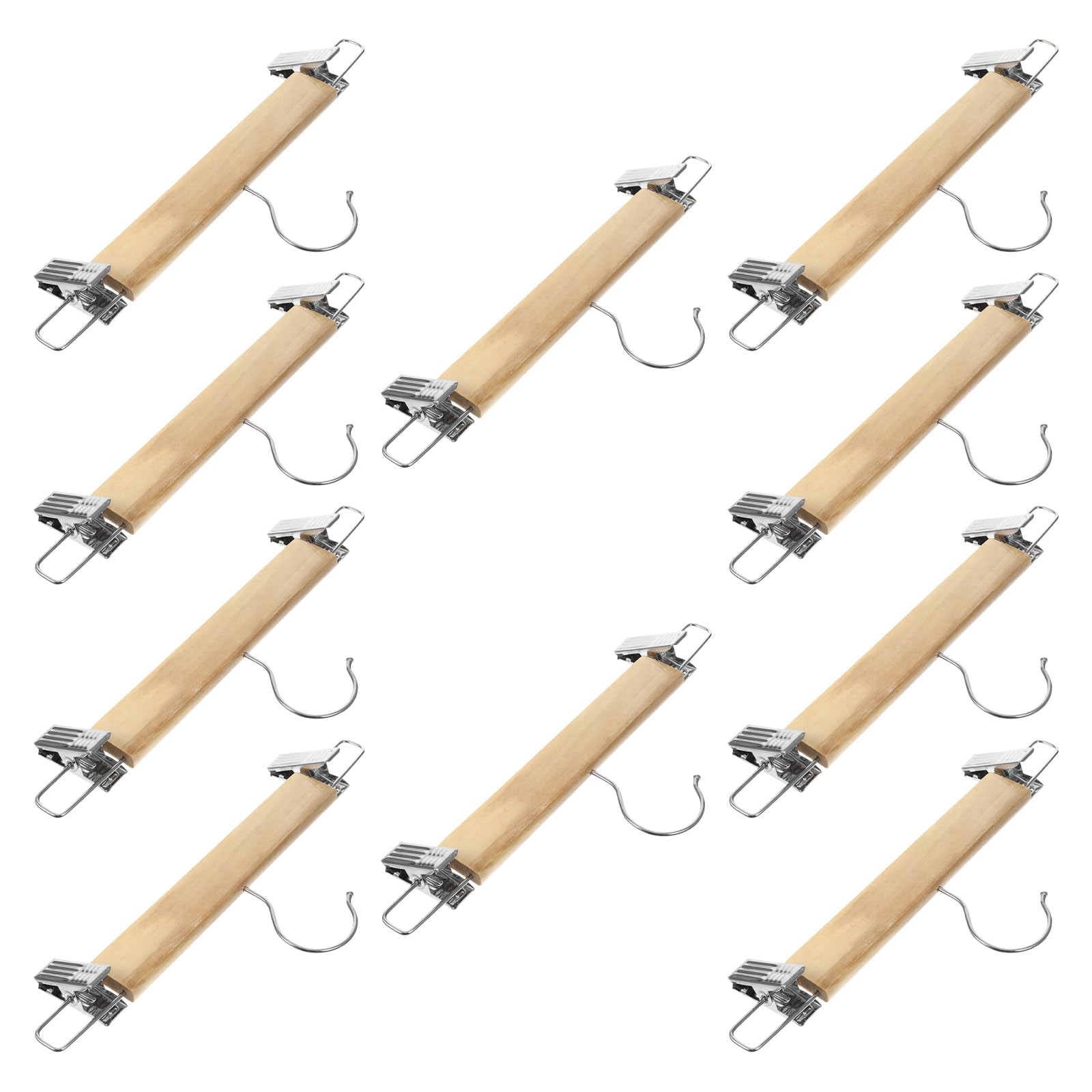Pantalons anti plis avec ce lot de 10 cintres en bois à pinces inoxydables