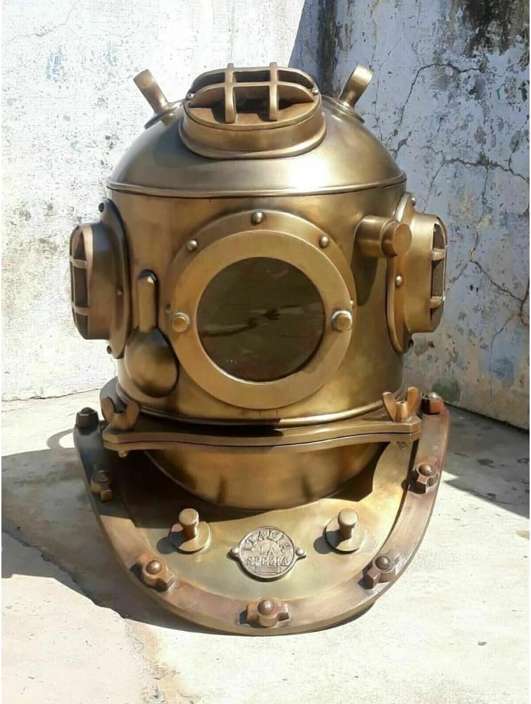 18" Diving Helmet Morse US Navy Mark V Full Size Divers Helmet, Antique Brass Finish