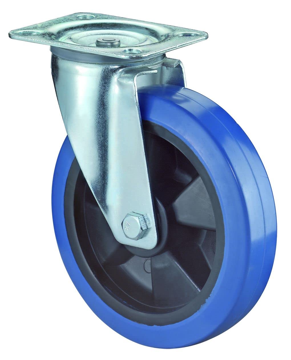 BS ruedas de transporte Rueda Giratoria, atornillable, goma elástica, rueda plástico de cuerpo, 160 mm, Azul, l400.b61.160