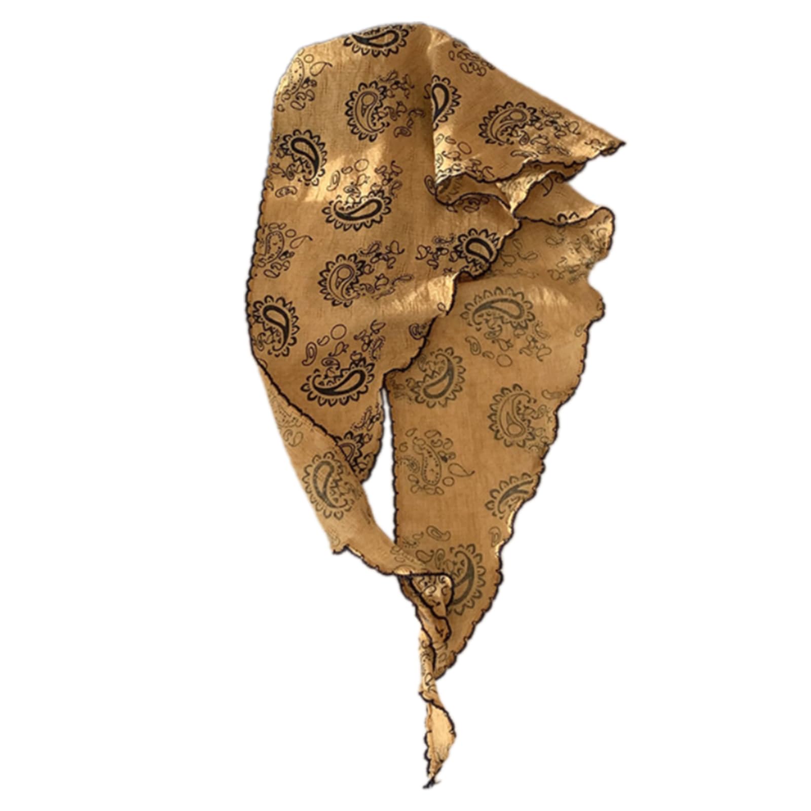 French Styles Triangular Headscarf Cashew Print Bandana Headwrap For Women And Girl Travel And Outdoor Activity Headwear