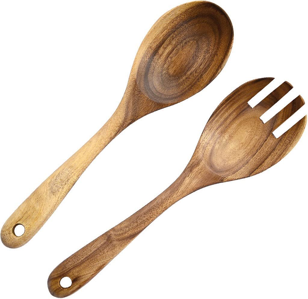 MYUYEE Kitchen Utensils Set,Curved Spoon Kitchenware Wooden Spoon Soup Spoon Wood Large Soup Spoon Wine Spoon Set