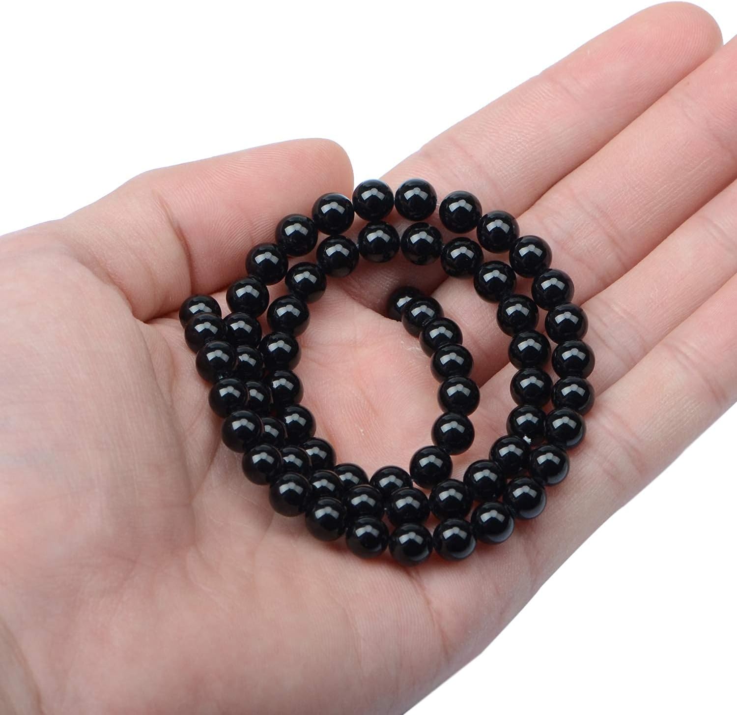 AD Beads Natural Gemstone Round Loose Beads 15" for Bracelet Necklace Earrings Jwelery Making Crafts DIY (4mm, Black Onyx) - Image 3