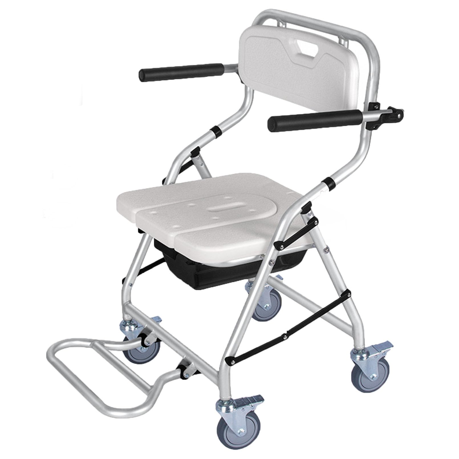 Chaise de chevet et transport de toilettes 4 en 1 avec accoudoirs