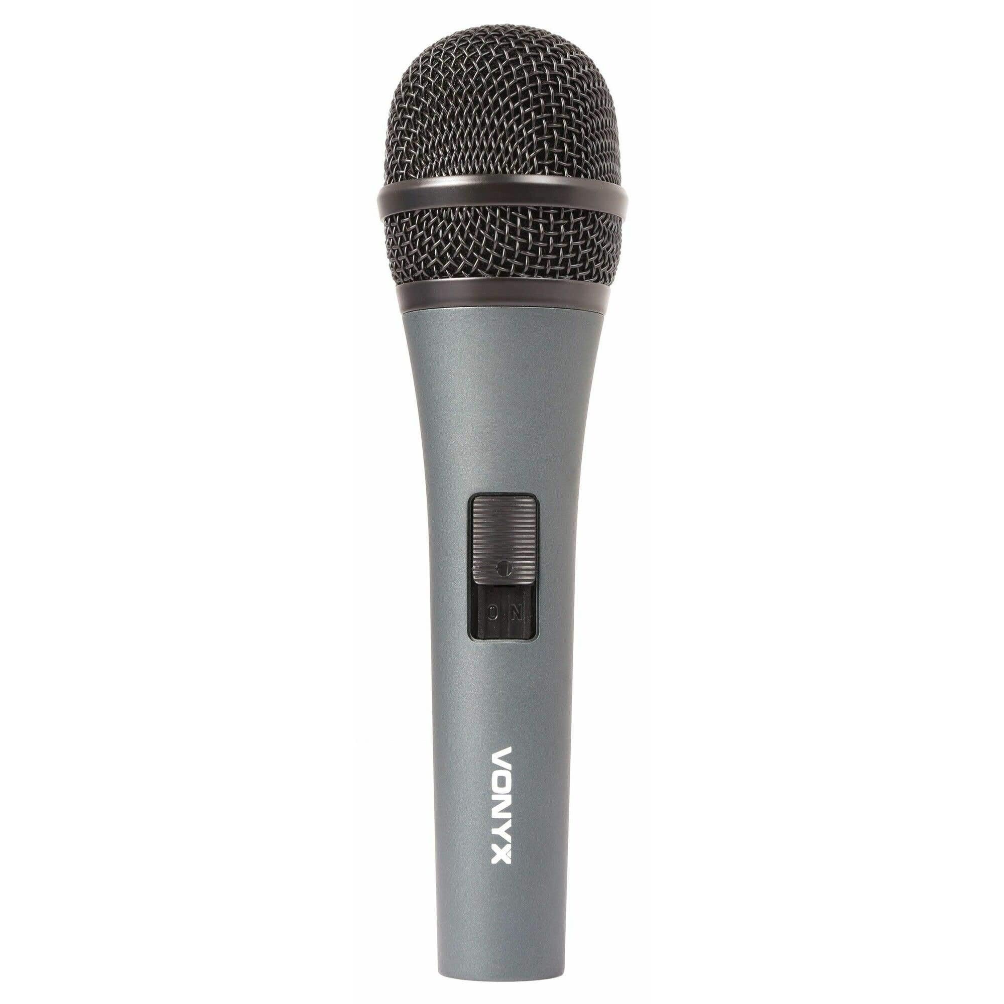 Vonyx DM825 Micrófono cardioide dinámico unidireccional, carcasa metálica resistente y para-vientos interno para actuaciones, eventos, charlas, DJ y karaoke con cable XLR-jack de 6,3 mm de 5 metros