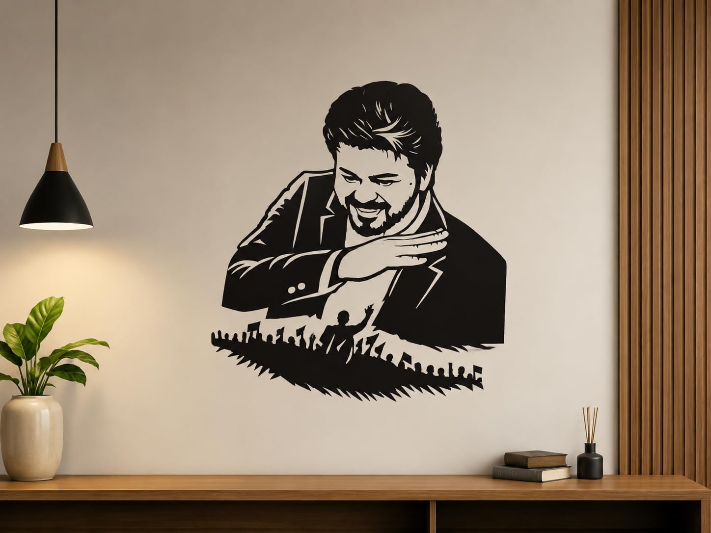Pack of 1 - TN CM Thalapathy Vijay Wall Sticker – MediumBlack Vinyl Wall Decal | 35× 32 cm-image-26