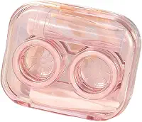 Conjunto de 2 capas de lentes de contato, itens essenciais de viagem com kit de ferramentas de remoção e frasco de solução, caixa de armazenamento de lentes de contato transparente (estilo 1)
