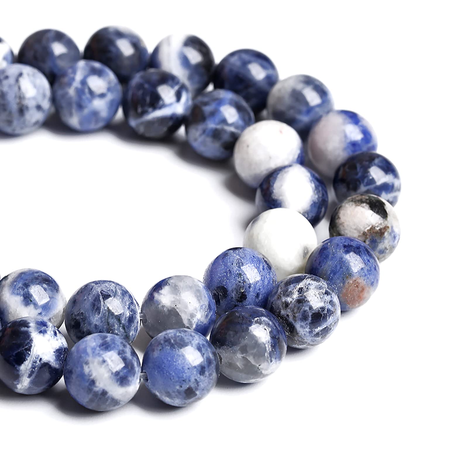 60 perline rotonde in vera pietra naturale, sfuse, distanziatori per ciondoli e gioielli fai da te, 39,4 cm per filo, 6 mm (rodonite rossa e nera, 6 mm