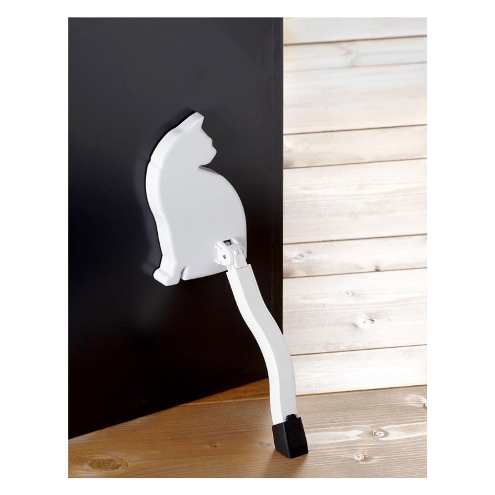 ASAHI electrochemical Co., Ltd. Lovely White Cat Magnetic Hands-Free Door Stopper, Outside Door/Inside Door - Easy to Install, Made in Japan