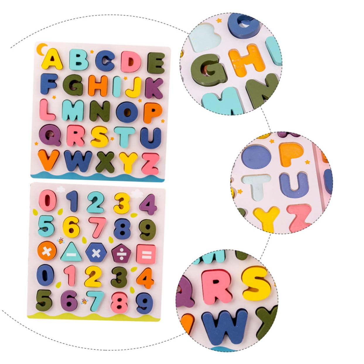 2 Juegos Juguetes Educativos de Madera para Bloques de Letras y Números con Base Rompecabezas de Reconocimiento Desarrollo Cognitivo y Coordinación Manual para Infantil