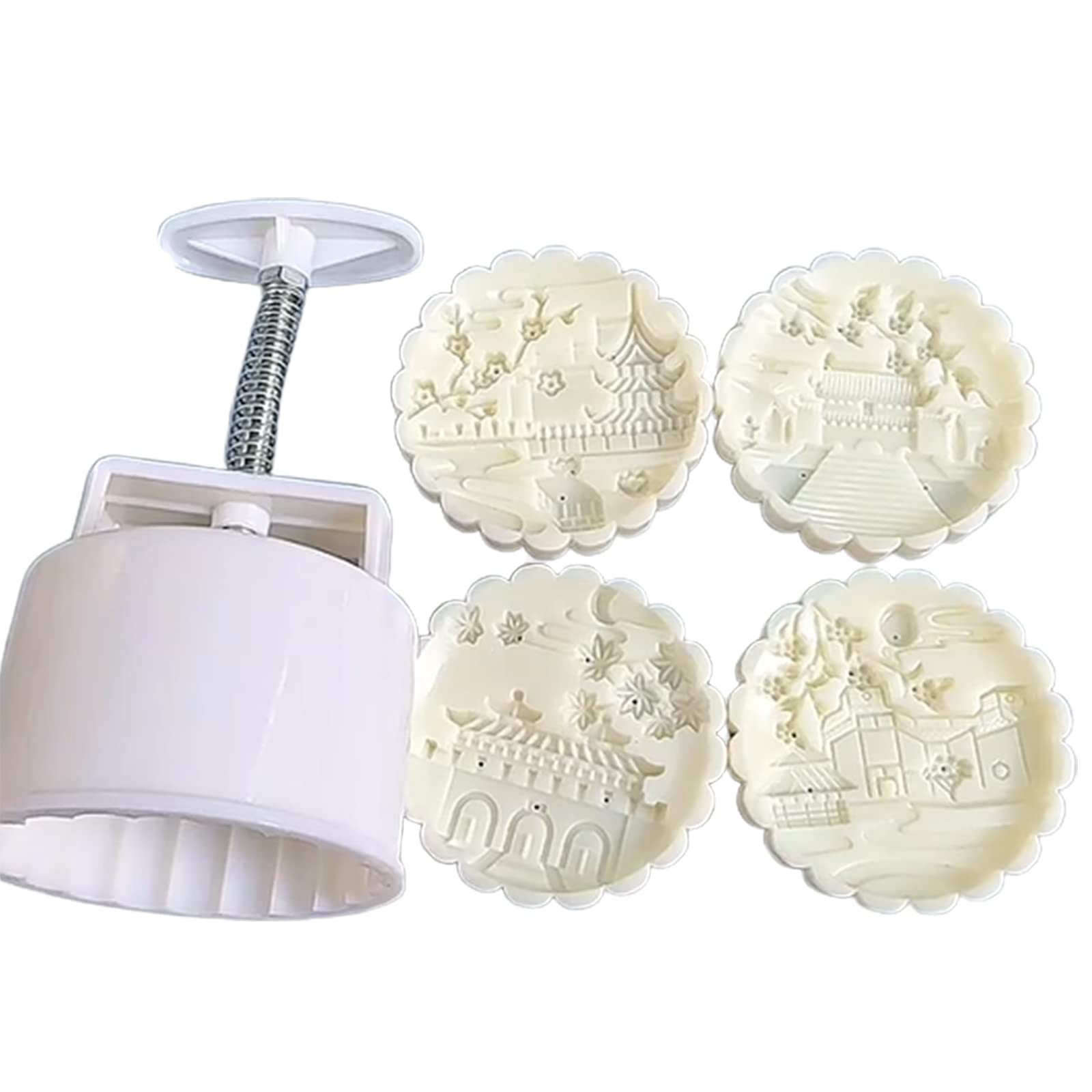 EXQIOUR Hand-Pressure Molds for Mid-Autumn Festival Palace-Pattern Christmas Pastry Embosser Mold Mid-Autumn Festival Mold