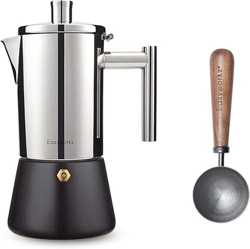 Easyworkz Cuchara de café retro de acero inoxidable con mango de nogal negro, 0.35 oz - cuchara medidora (Gunmetal)
