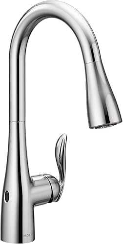 Moen Arbor Chrome Motionsense Wave Touchless Grifo de cocina desplegable de una manija con limpieza eléctrica, 7594EWC