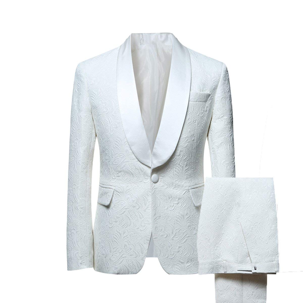 HOTK Uomo Abiti da Cerimonia Eleganti da Ballo con Risvolto Scialle in 2 Pezzi Jacquard su Misura