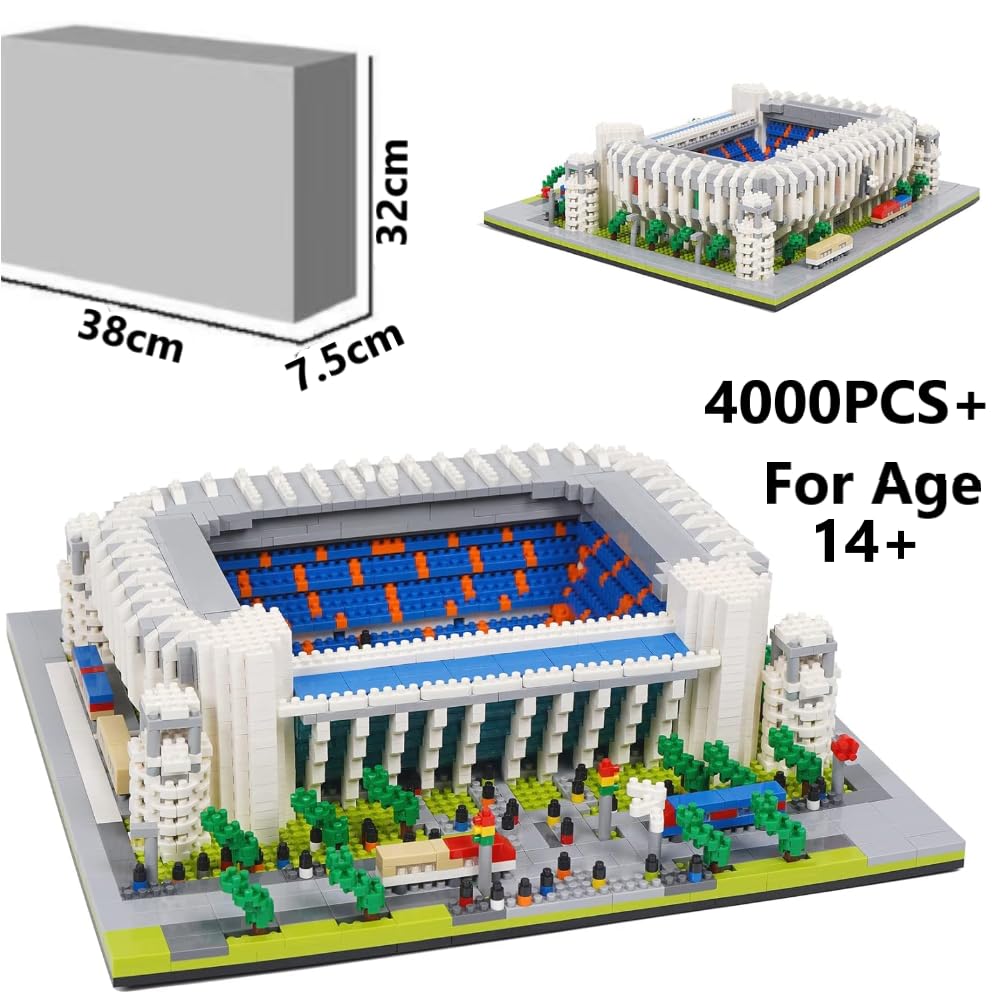 JEMPET Modelo de Estadio de Fútbol de Rompecabezas 3D para Armar con Nano Bloques - Más de 4000 Piezas (Bernabéu)