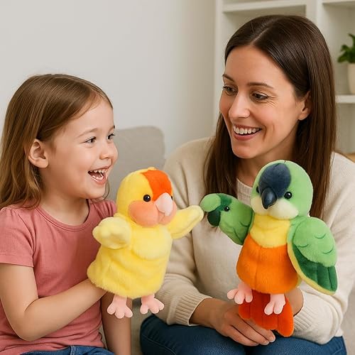 Miniatura 10 de Easfan Juguete de peluche de marioneta de mano con boca movible para juegos de rol, cuentos preescolar, enseñanza, regalos de cumpleaños para niños