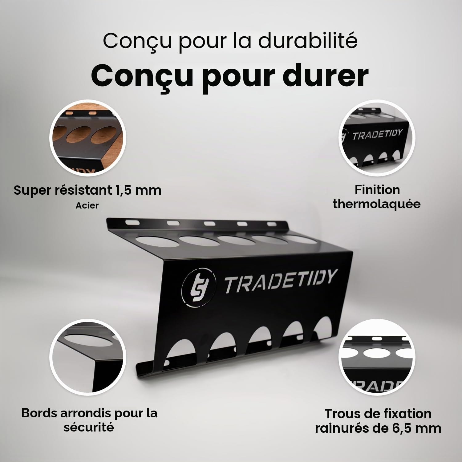 Tradetidy Support de stockage en silicone/mastic/adhésif, idéal pour camionnettes, garages, ateliers, construction en acier robuste, bords arrondis pour la sécurité, 310 mm (L) x 200 mm (H) x 110