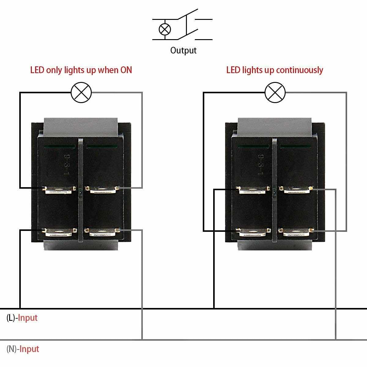 AUTOZOCO Interruptor Basculante DPST ON/OFF 4 pin, Interruptor Basculante DPST de Encendido y Apagado, Interruptor de Encendido/Apagado de Dos polos y Cuatro Terminales, 250 V - 16A, PVC, Luz Roja