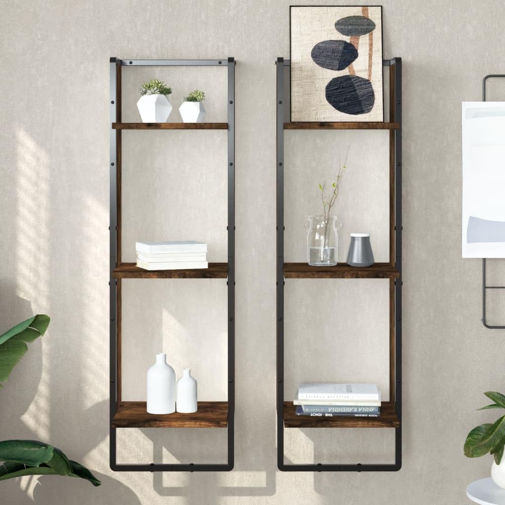 Regał ścienny dąb wędzony 30 x 25 x 100 cm, materiał drewnopochodny, 3 półki, nowoczesny design, unoszący się do salonu, sypialni, biura, uniwersalny montaż na ścianie