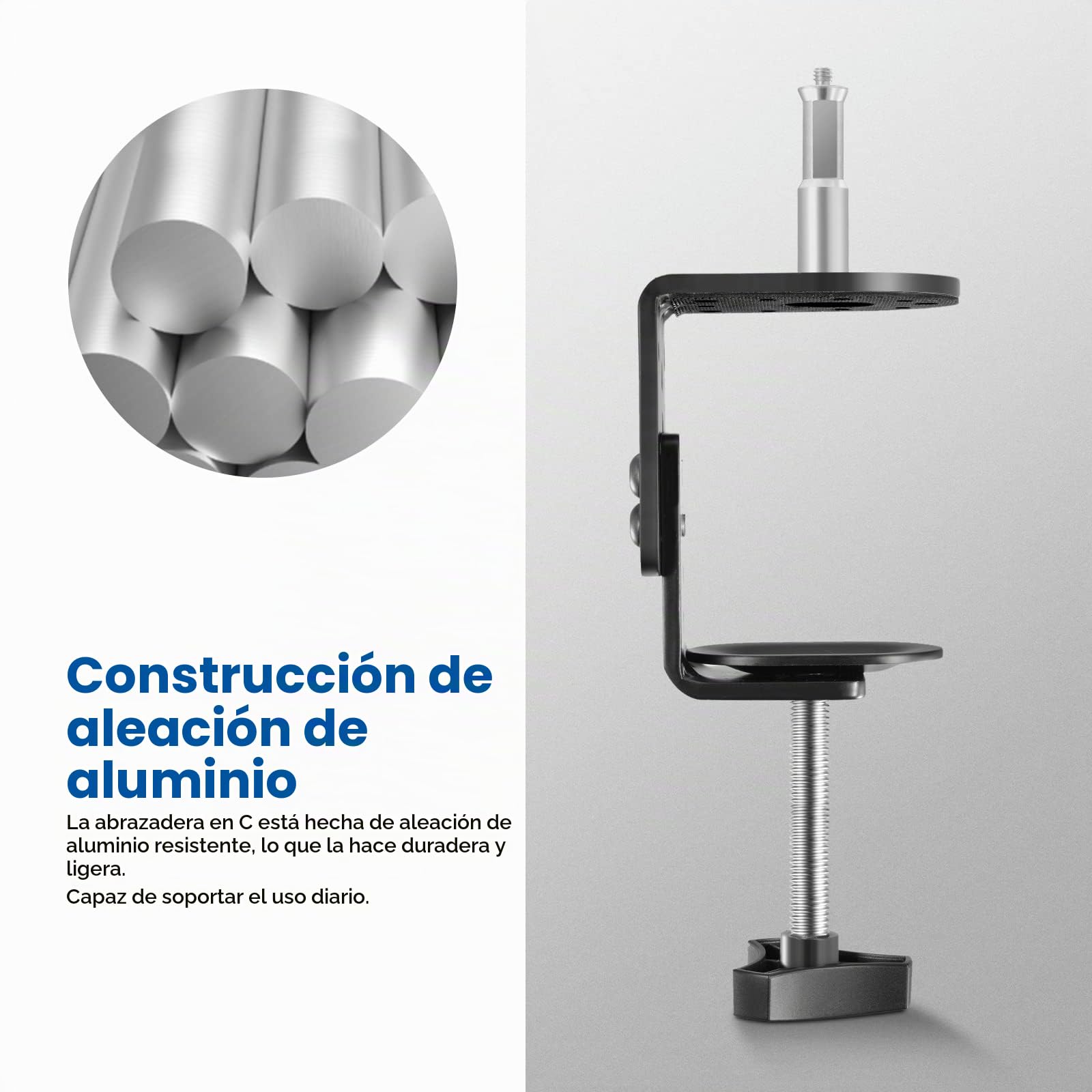 NEEWER Abrazadera de Escritorio C de Servicio Pesado con Columna de Montaje para Soporte de Luz, Roscas 1/4 "3/8" para Cámara de Luz de Video LED con Luz de Anillo, Carga Máxima 44lb / 20kg, ST-CCD1
