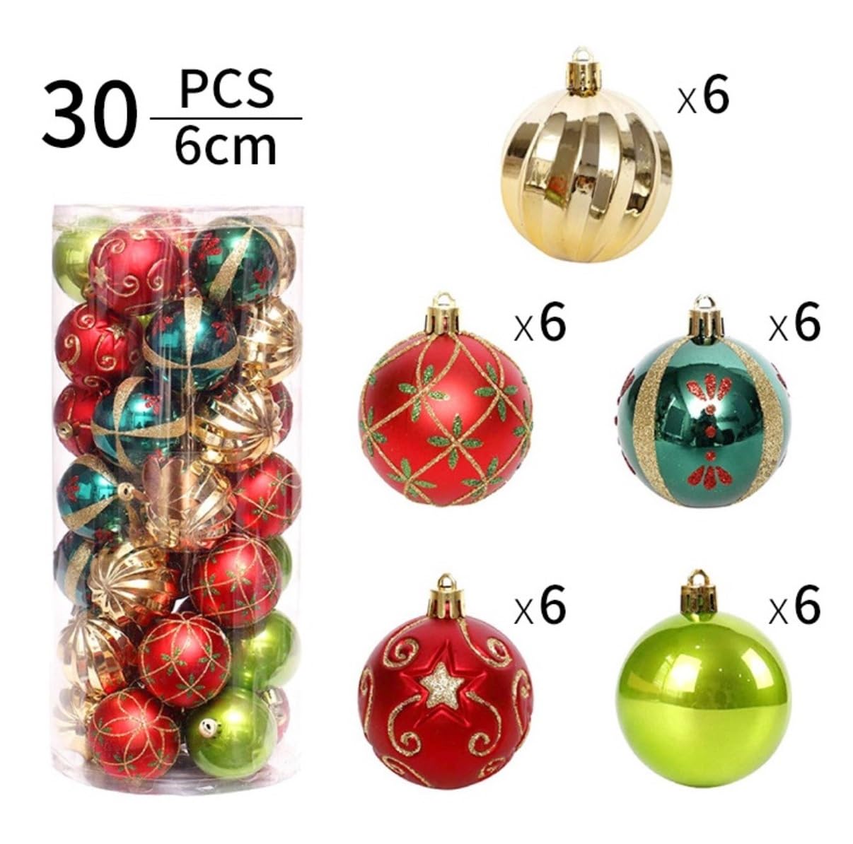 Set de Bolas de Navidad Bolas de Navidad Juego De 30 Uds De Adornos De Bolas De Navidad, Decoraciones Para Árboles De Navidad, Bolas Colgantes Inastillables Para Fiestas, Bodas Bolas para Arbol de Nav
