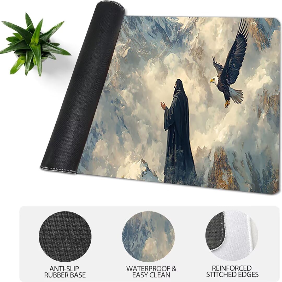 Podkładka pod mysz do gier XXL w dolinie krajobrazu, mata na biurko XXL - 1400 x 600 x 3 mm - pod ręką biurko, podkładka pod mysz dla graczy antypoślizgowa gumowa podkładka zszyte krawędzie, dla