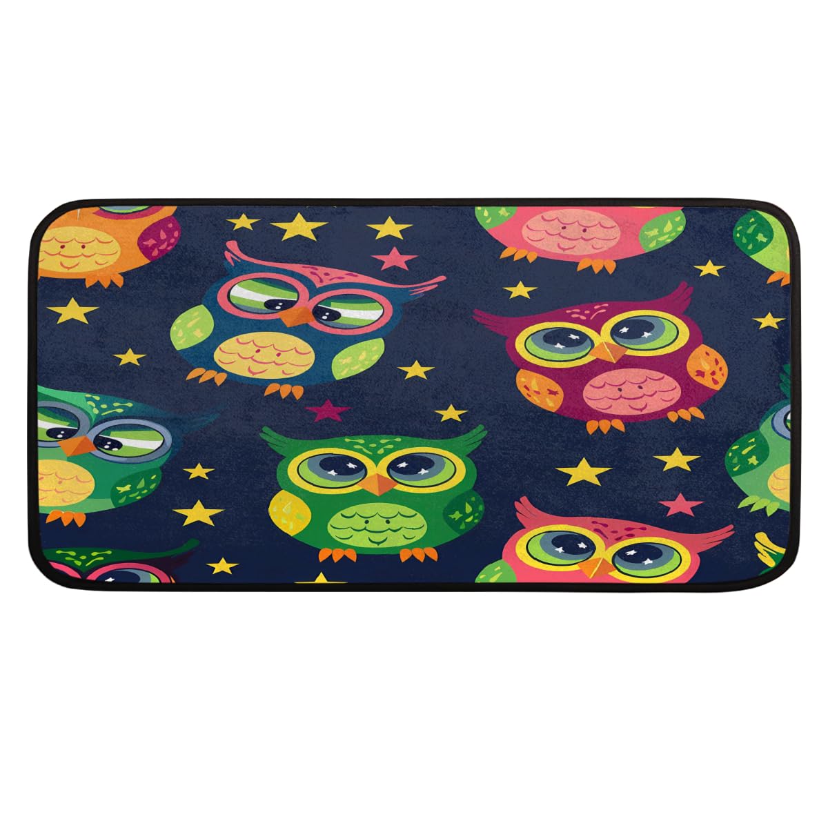 Tapis de cuisine oiseaux et hiboux 99x51 cm lavable et antidérapant