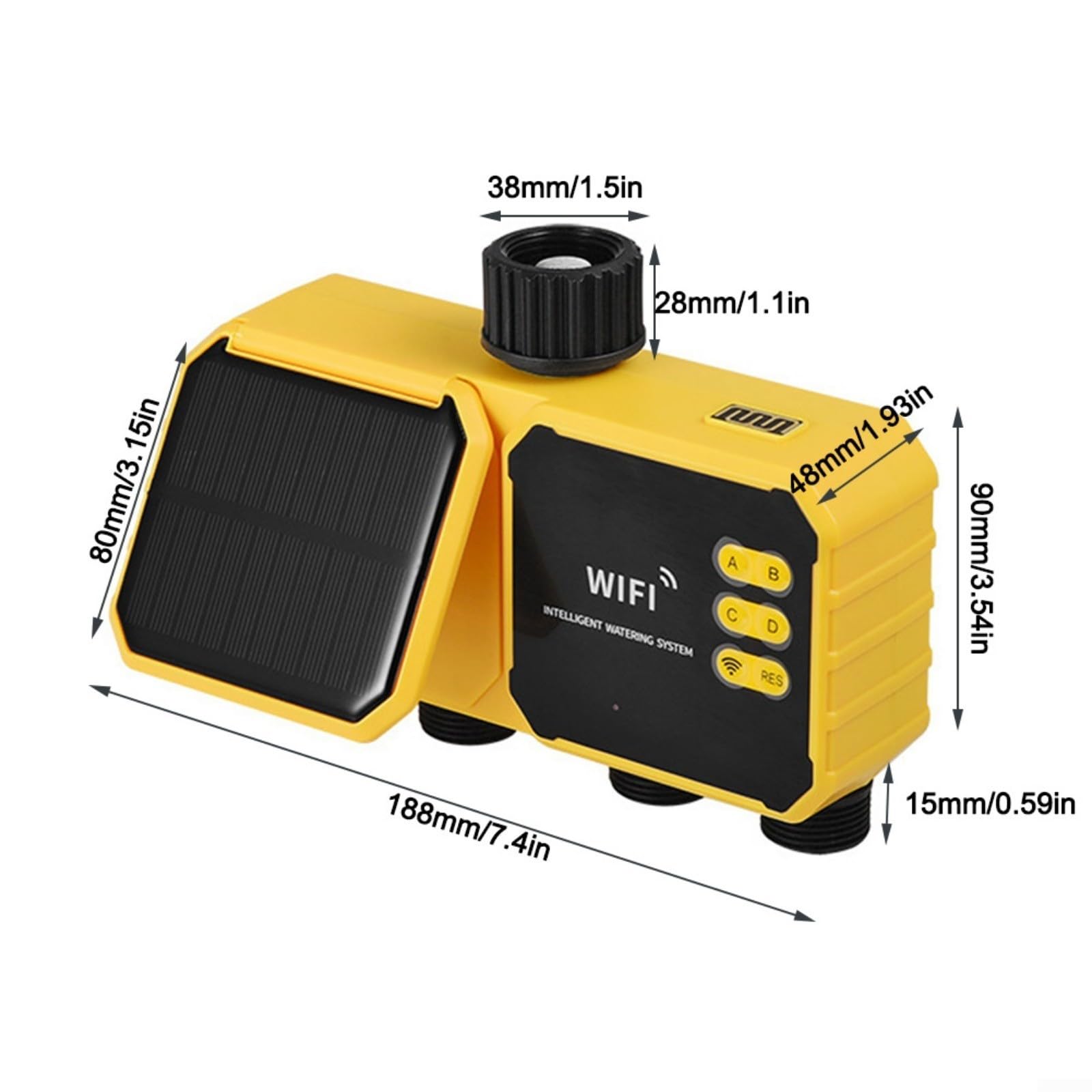 Timer di irrigazione solare con 4 canali indipendenti, regolatore automatico di irrigazione a goccia, IPX5 impermeabile programmabile dispositivo di irrigazione delle piante con USB - Backup