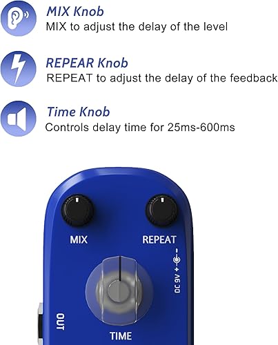 Vista 48 de AZOR Pedal ecualizador de ecualizador de 5 bandas para bajo eléctrico, aleación de aluminio True Bypass Eq bajo