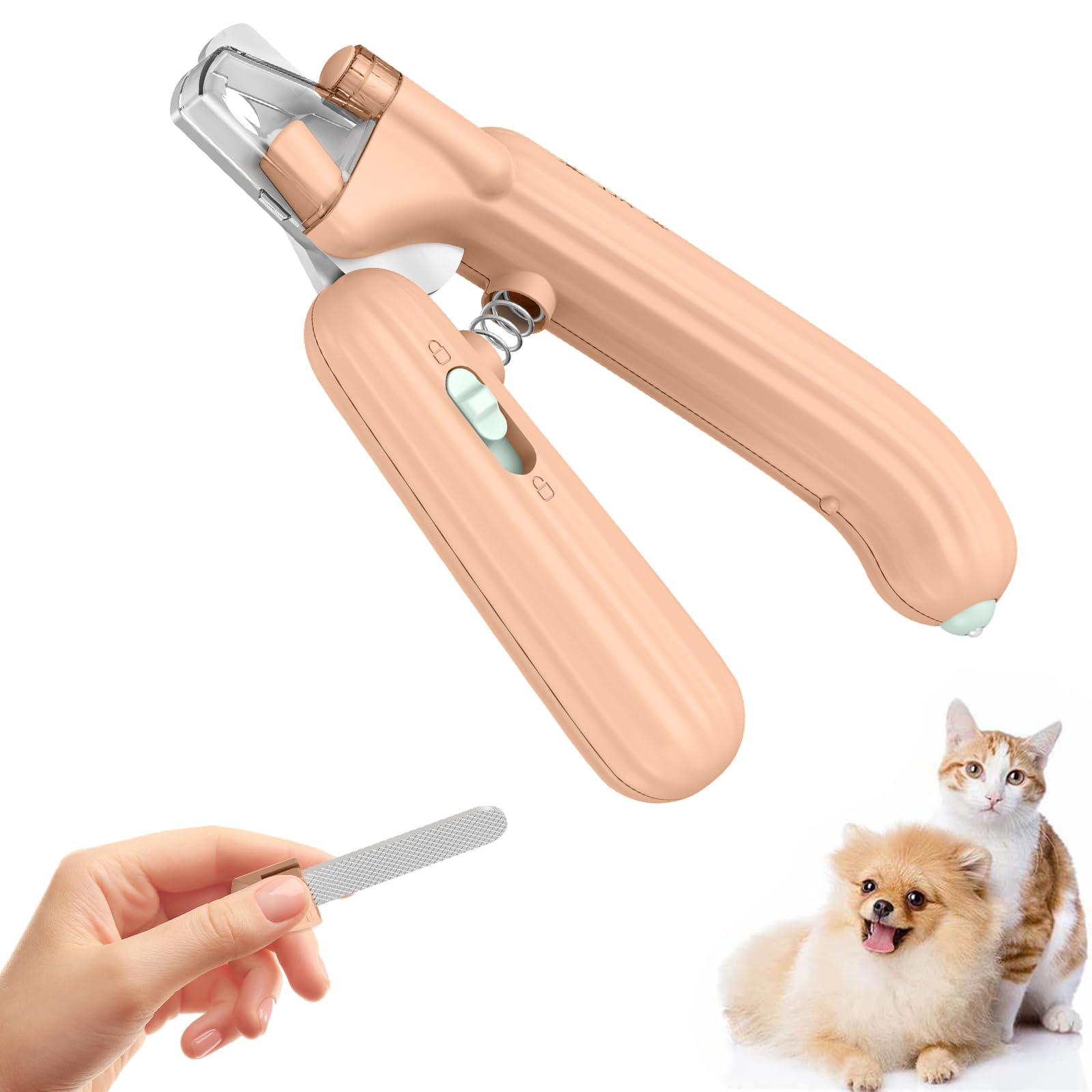 TOPsic Cortauñas para Perro y Gato, Cortaúñas para Mascotas con Luz LED, Alicates Uñas Profesionales con Lima de Uñas y Protector, para Gatos, Perros, Conejos, Mascotas Medianas y Pequeñas