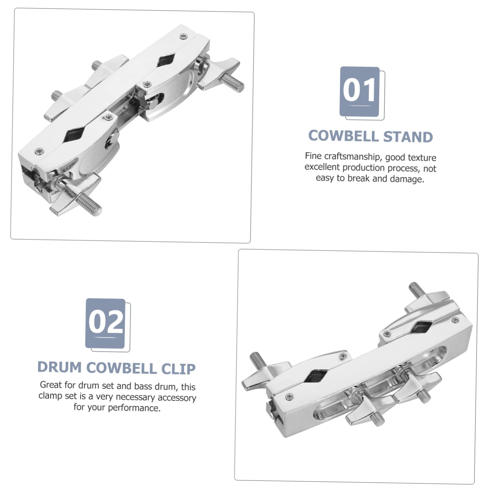 Levemolo Drum Music Instrument Part Cowbell Clamp Drum Set Accessory Metal Bracket Mounting Clamps for Drums